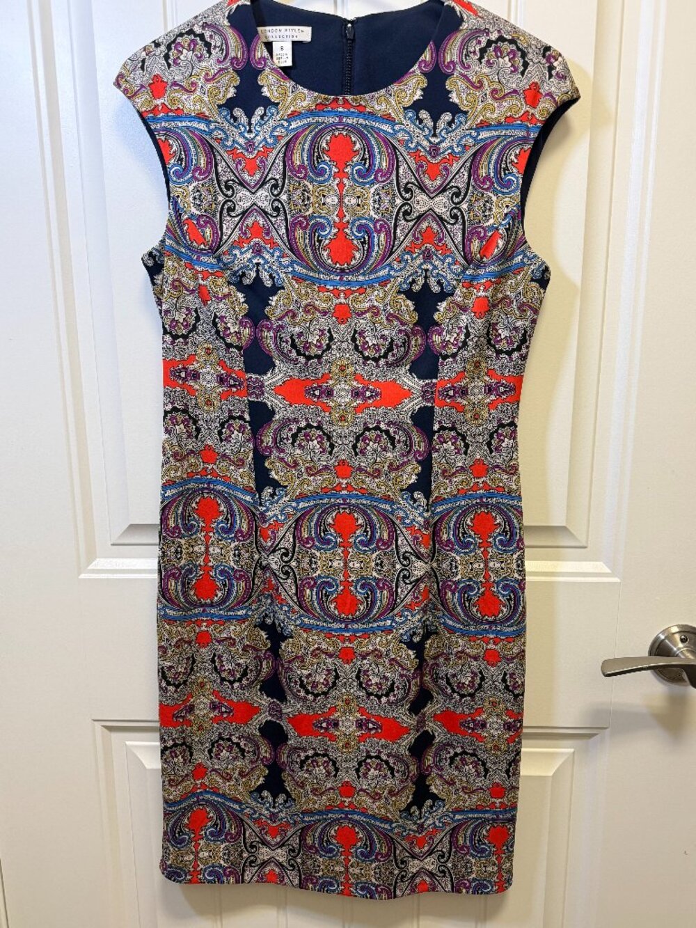 NWT London Style Collection Paisley Cap Sleeve Sheath Dress Womens Size 6